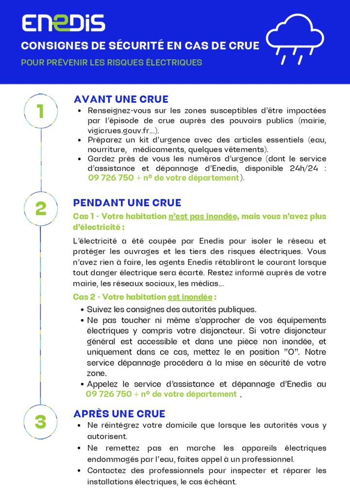 Consignes Enedis en cas de crue