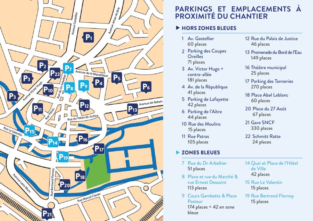 Plan des parkings et emplacements à proximité du chantier